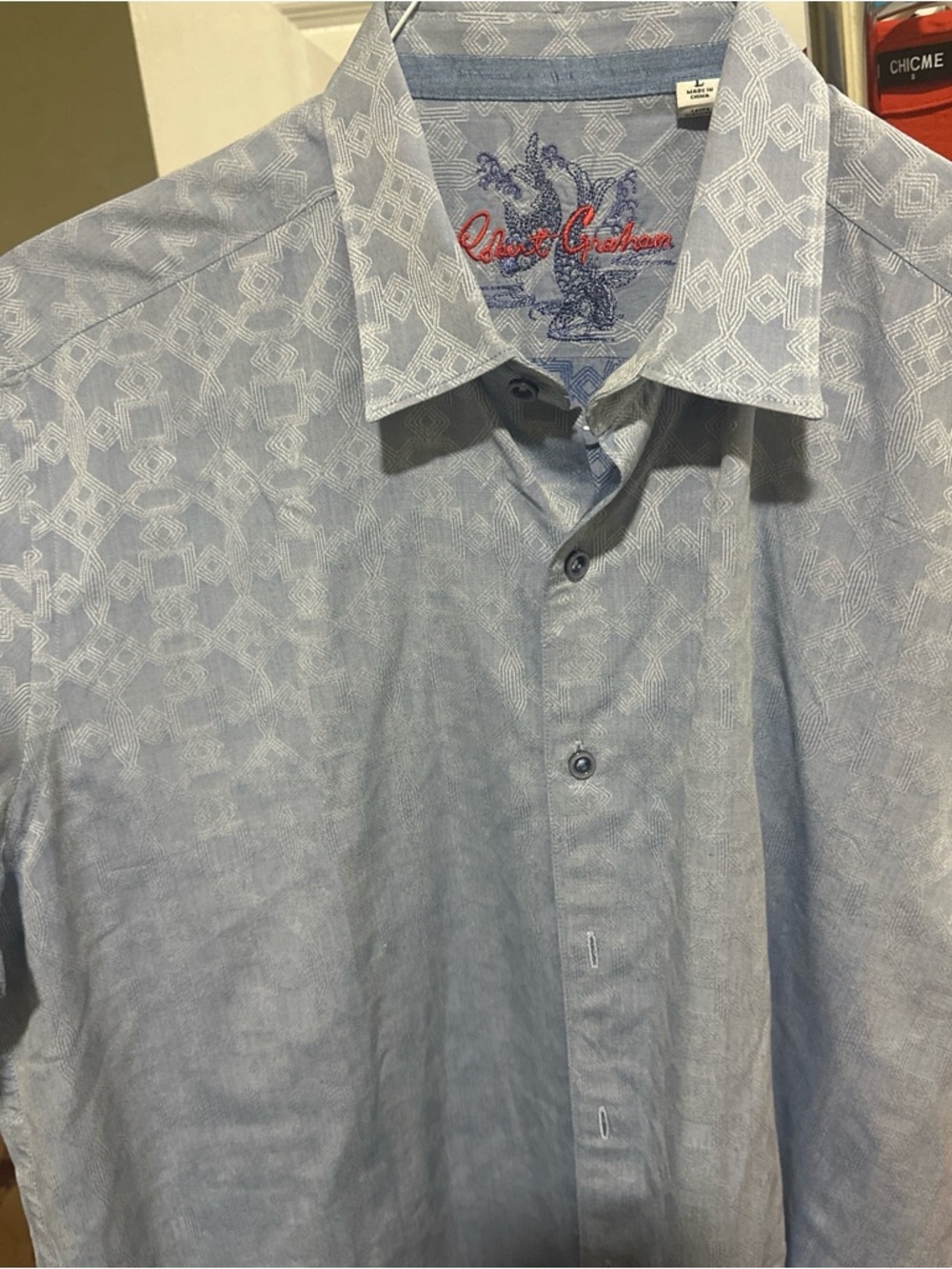 Robert Graham Light Blue Geometric Dress Shirt